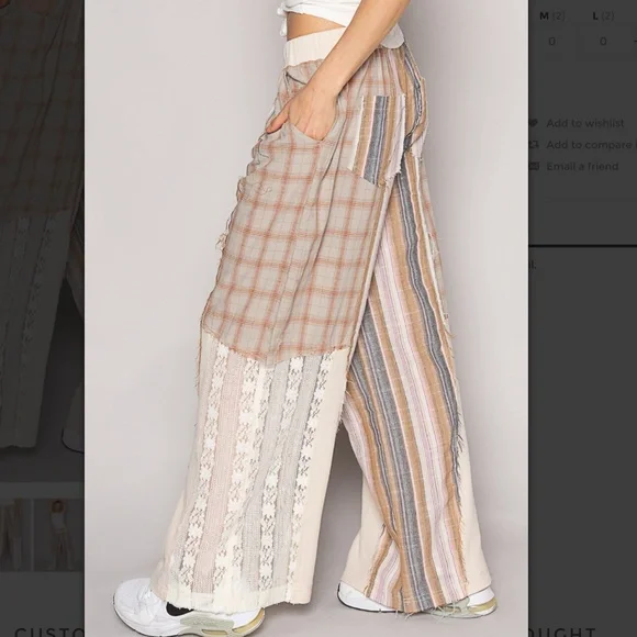 POL 💚 454 POL Plaid with Lace Detail Knit Pants SR21A - Picture 3 of 8